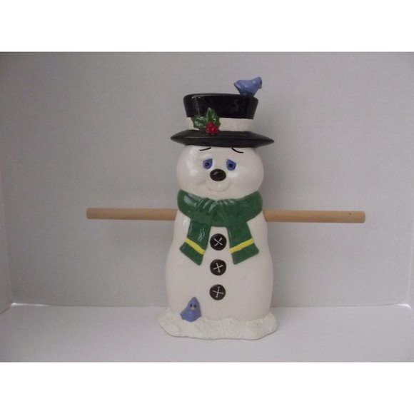 Vtg. Ceramic Snowman Towel Holder - Picture 2 of 4